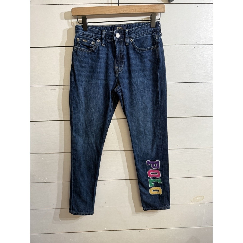 Polo Ralph Lauren Denim Jeans Girls Size 12 Embroidered The Slim Boyfriend